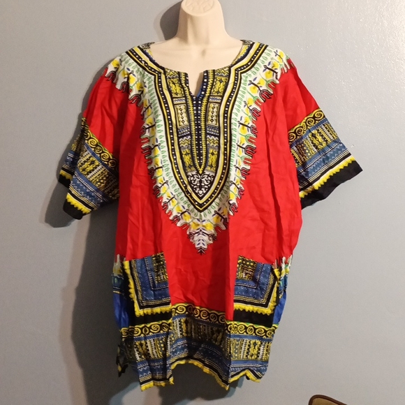 Krishma overseas women's red dashiki blouse in a one size plus - Picture 6 of 17